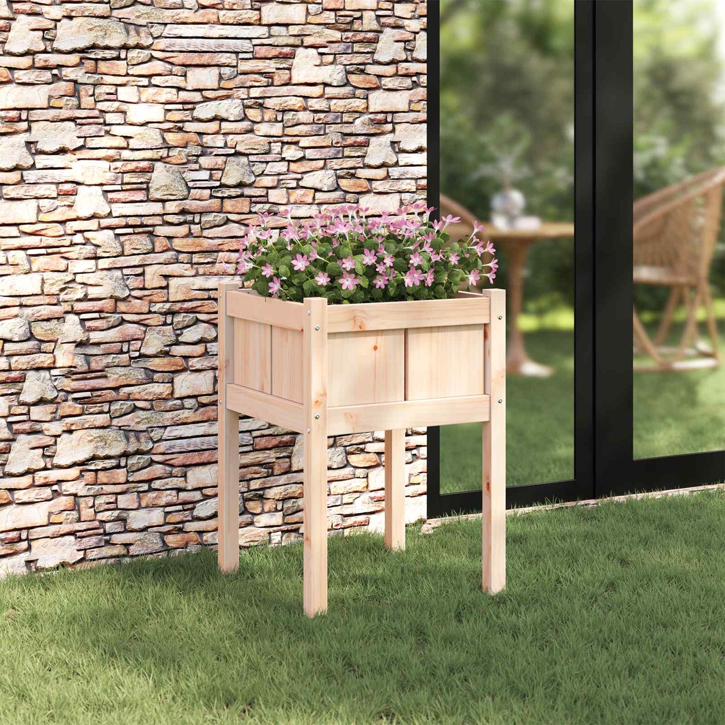 Hageblomsterpotte Natur 50 x 50 x 70 cm Massiv furu