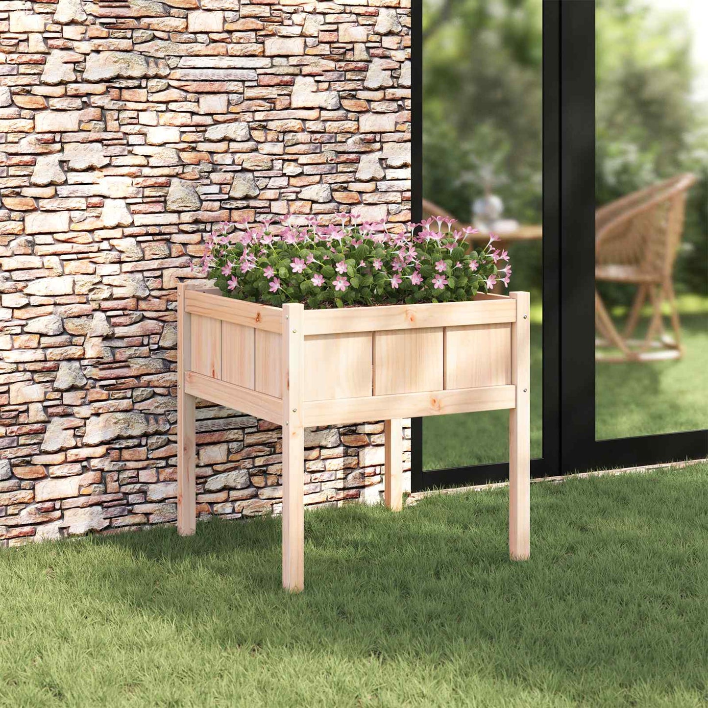 Hageblomsterpotte Natur 70 x 70 x 70 cm Massiv furu