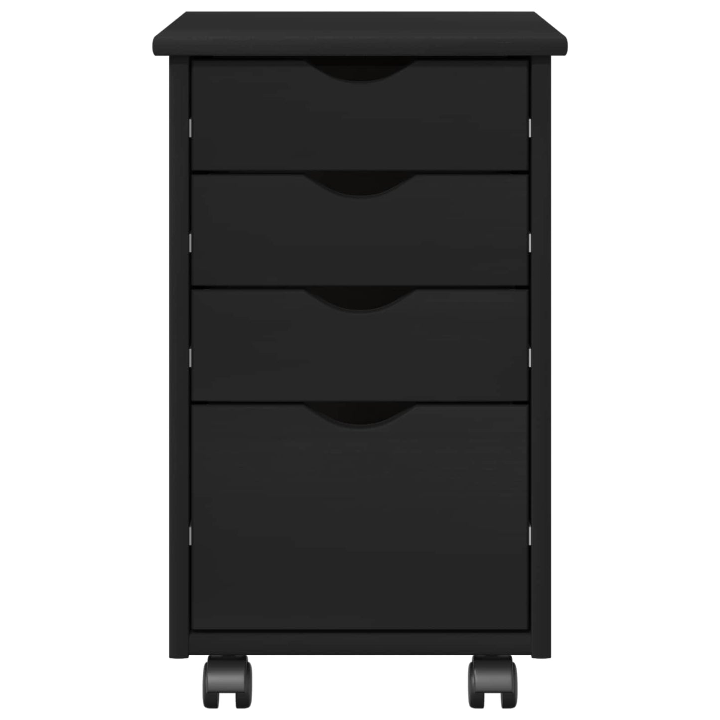 Rullende skap med hjul Svart 34 x 39 x 56 cm Massiv furu vidaXL