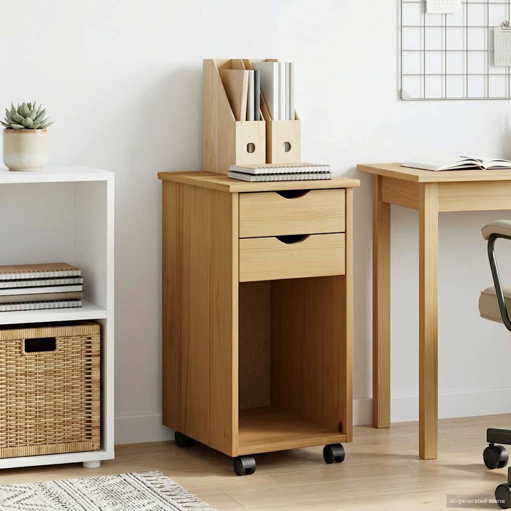 Rullende skap HonningBrun 34 x 39 x 65,5 cm Massiv furu