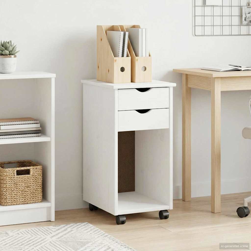 Rullende skap Hvit 34 x 39 x 65,5 cm Massiv furu