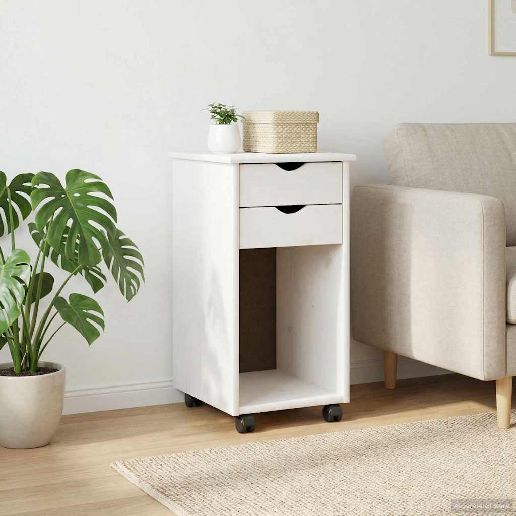 Rullende skap Hvit 34 x 39 x 65,5 cm Massiv furu