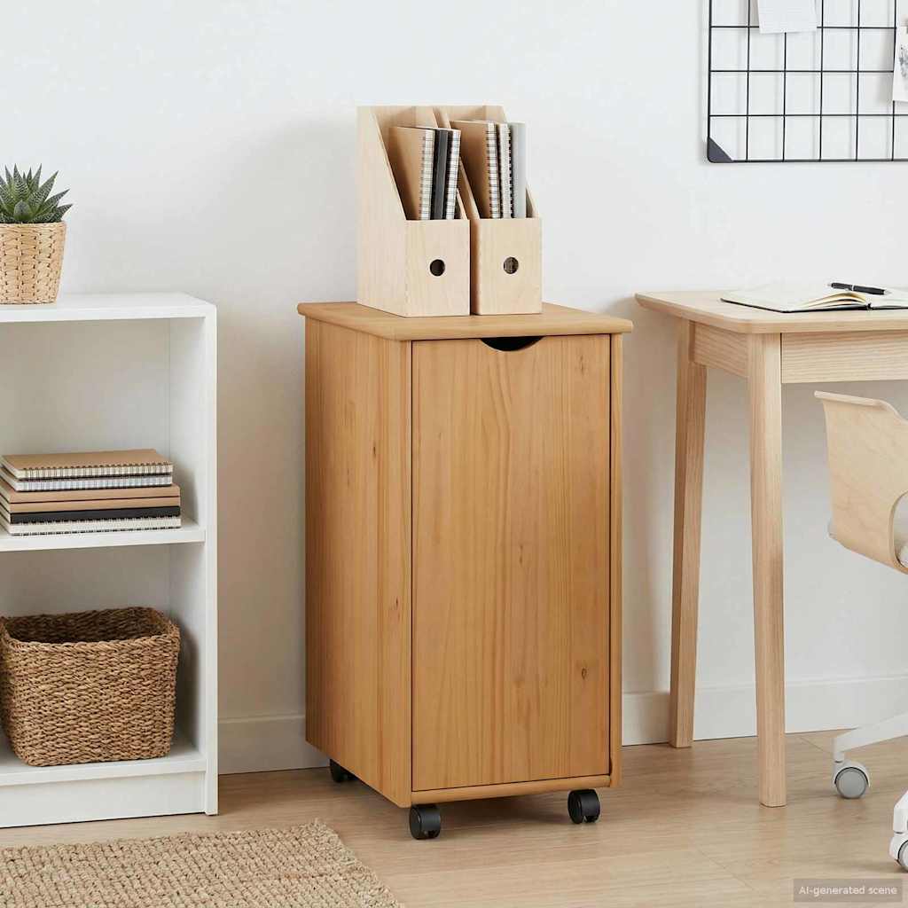 Rullende skap Honning brun 34 x 39 x 65,5 cm Massiv furu