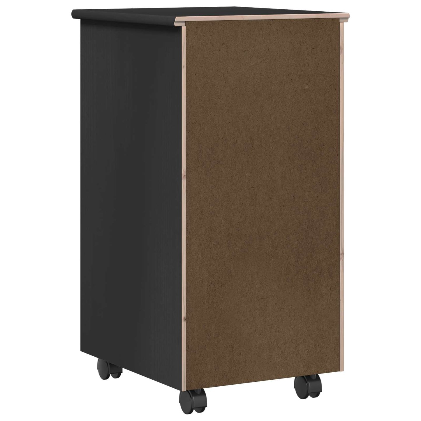 Rullende skap med hjul Svart 34 x 39 x 65,5 cm Massiv furu