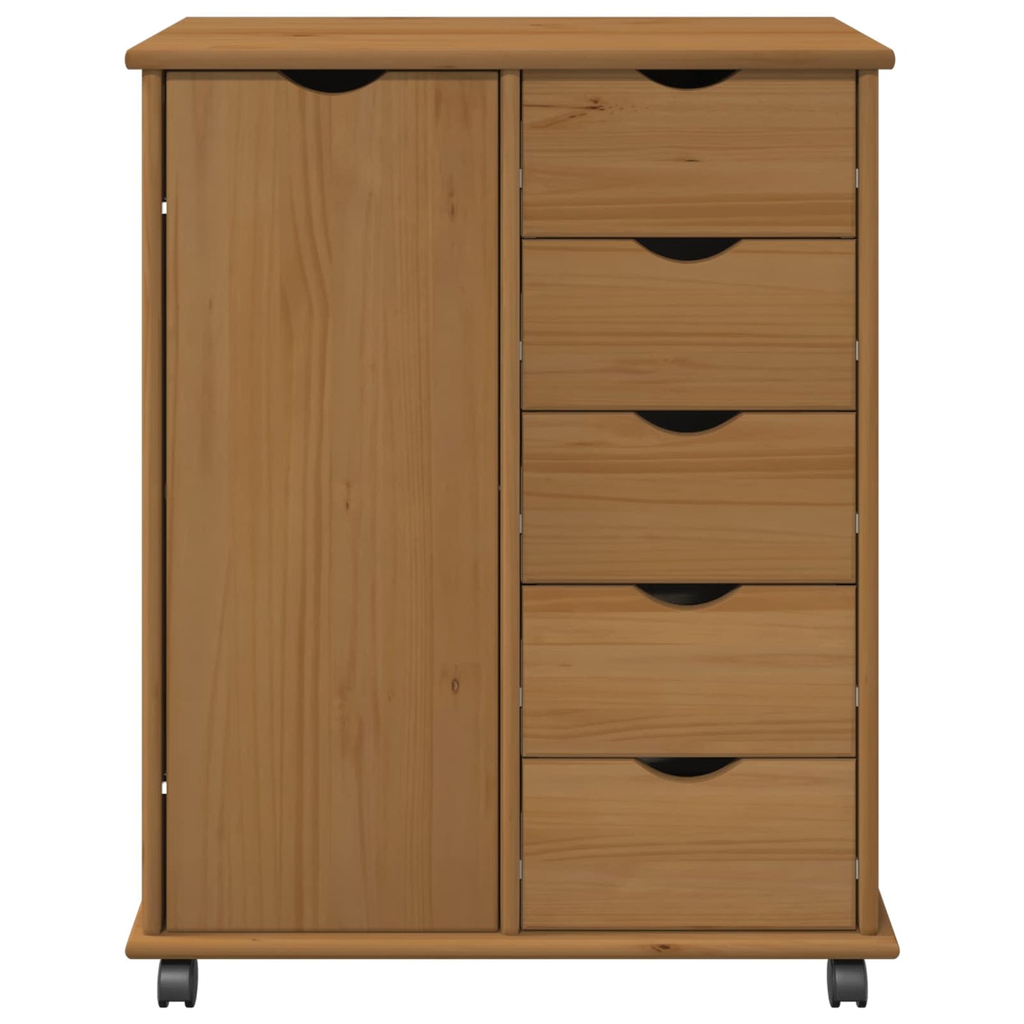 Rullende skap Honning brun 63,5 x 39 x 79 cm Massiv furu vidaXL