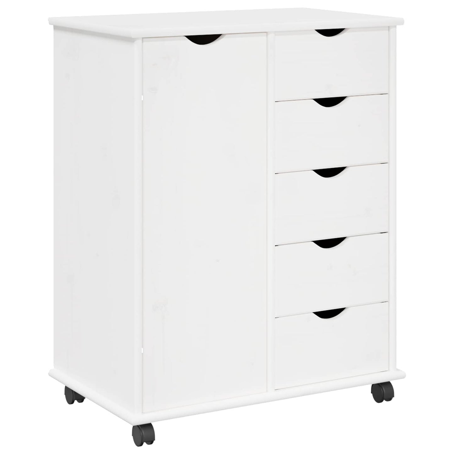 Rullende skap med hjul Hvit 63,5 x 39 x 79 cm Massiv furu vidaXL