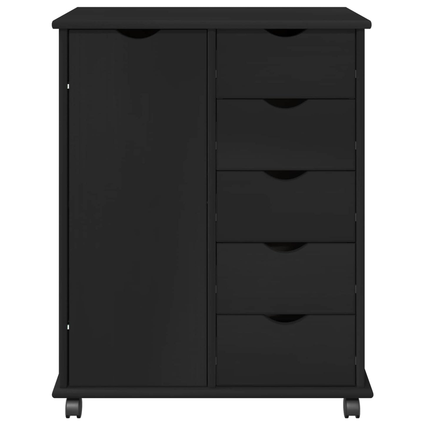 Rullende skap med hjul Svart 63,5 x 39 x 79 cm Massiv furu vidaXL