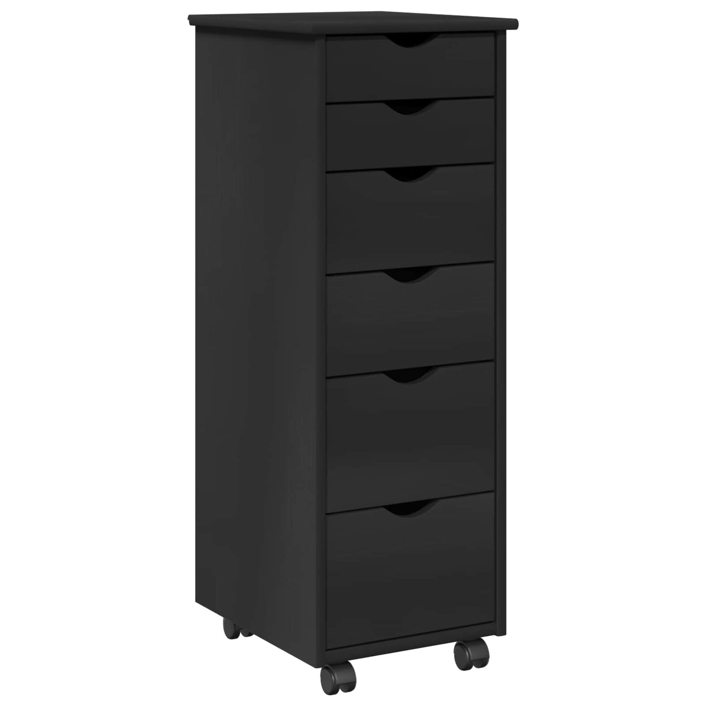 Rullende skap med hjul Svart 34 x 39 x 93,5 cm Massiv furu