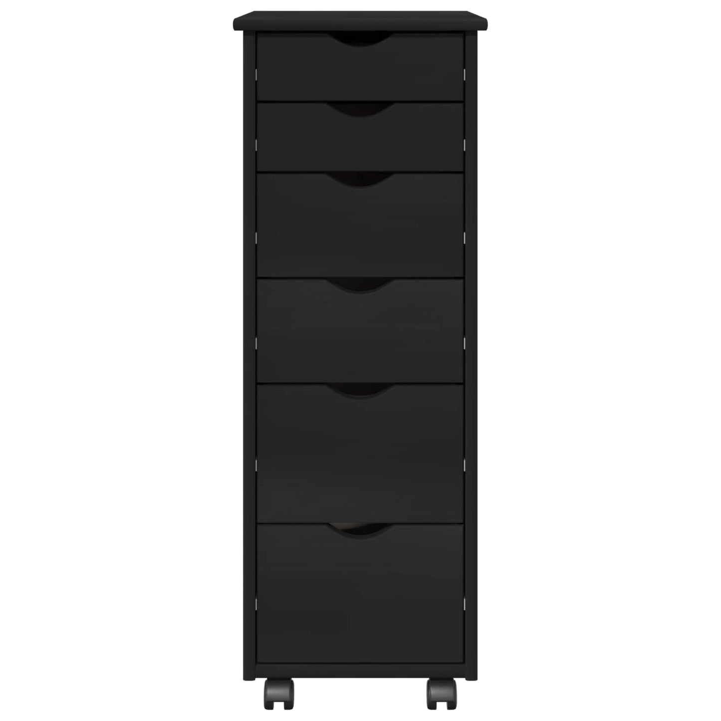 Rullende skap med hjul Svart 34 x 39 x 93,5 cm Massiv furu