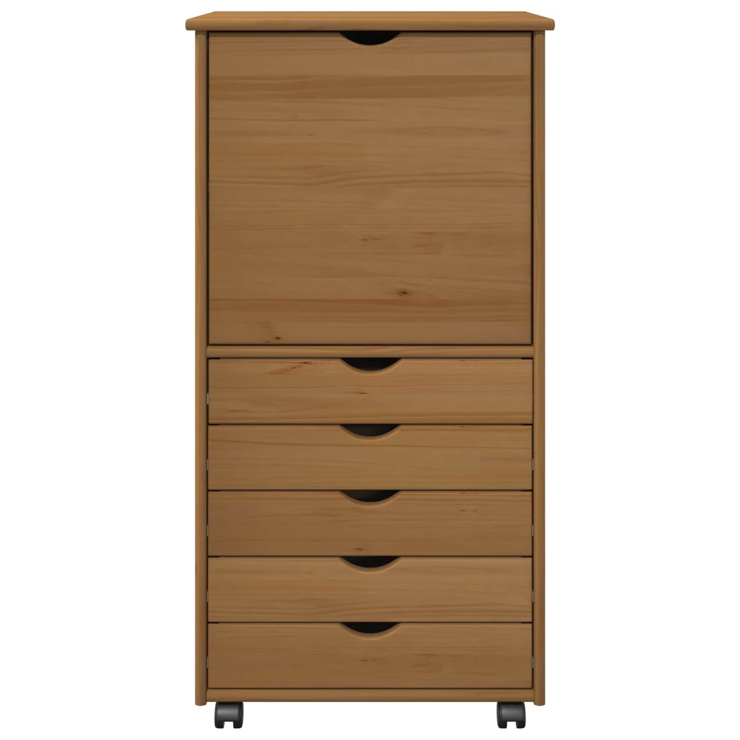 Rullende skap Honning brun 53 x 39 x 103 cm Massiv furu
