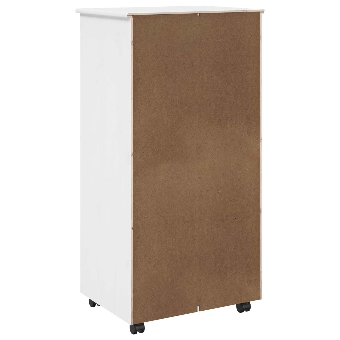 Rullende skap med hjul Hvit 53 x 39 x 103 cm Massiv furu