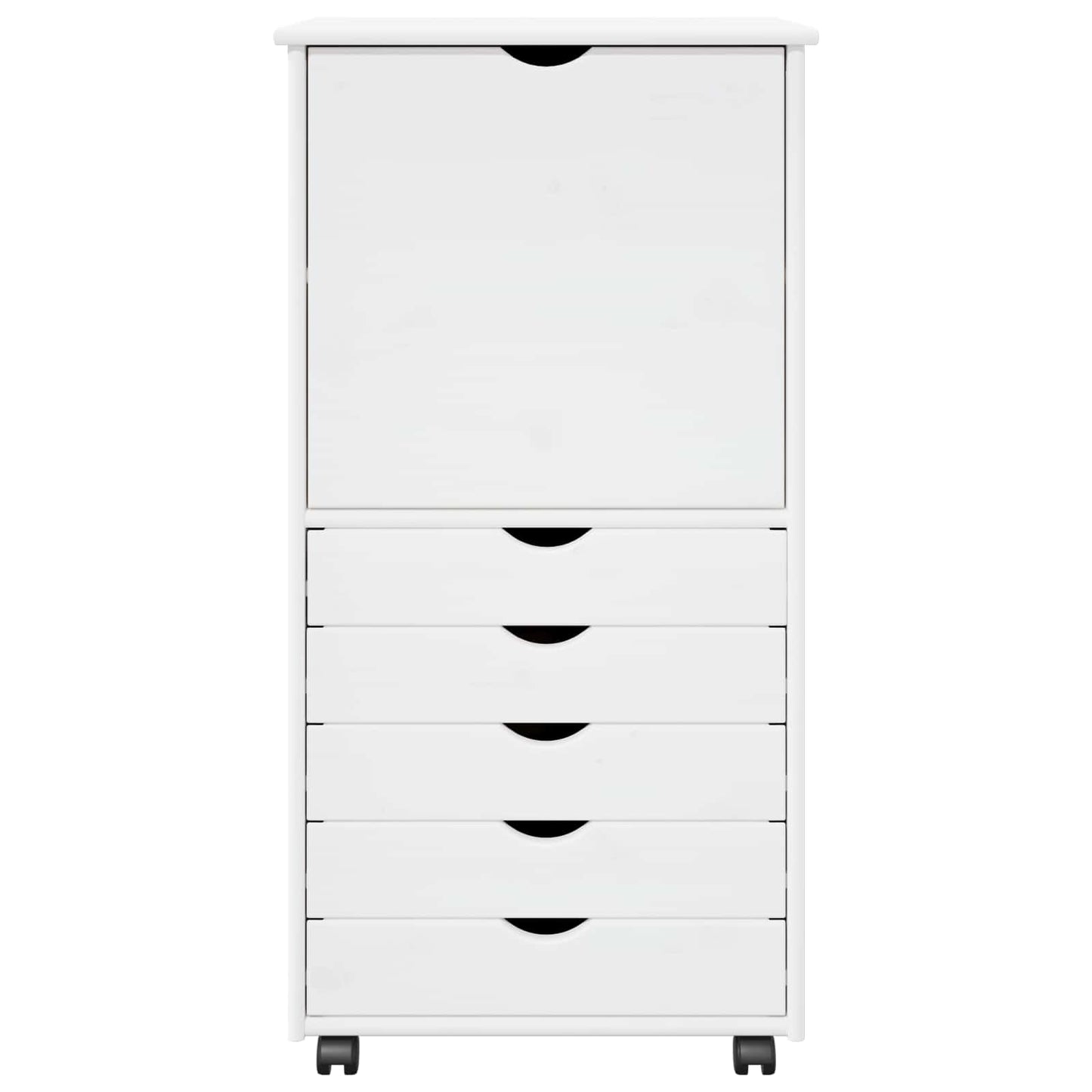 Rullende skap med hjul Hvit 53 x 39 x 103 cm Massiv furu