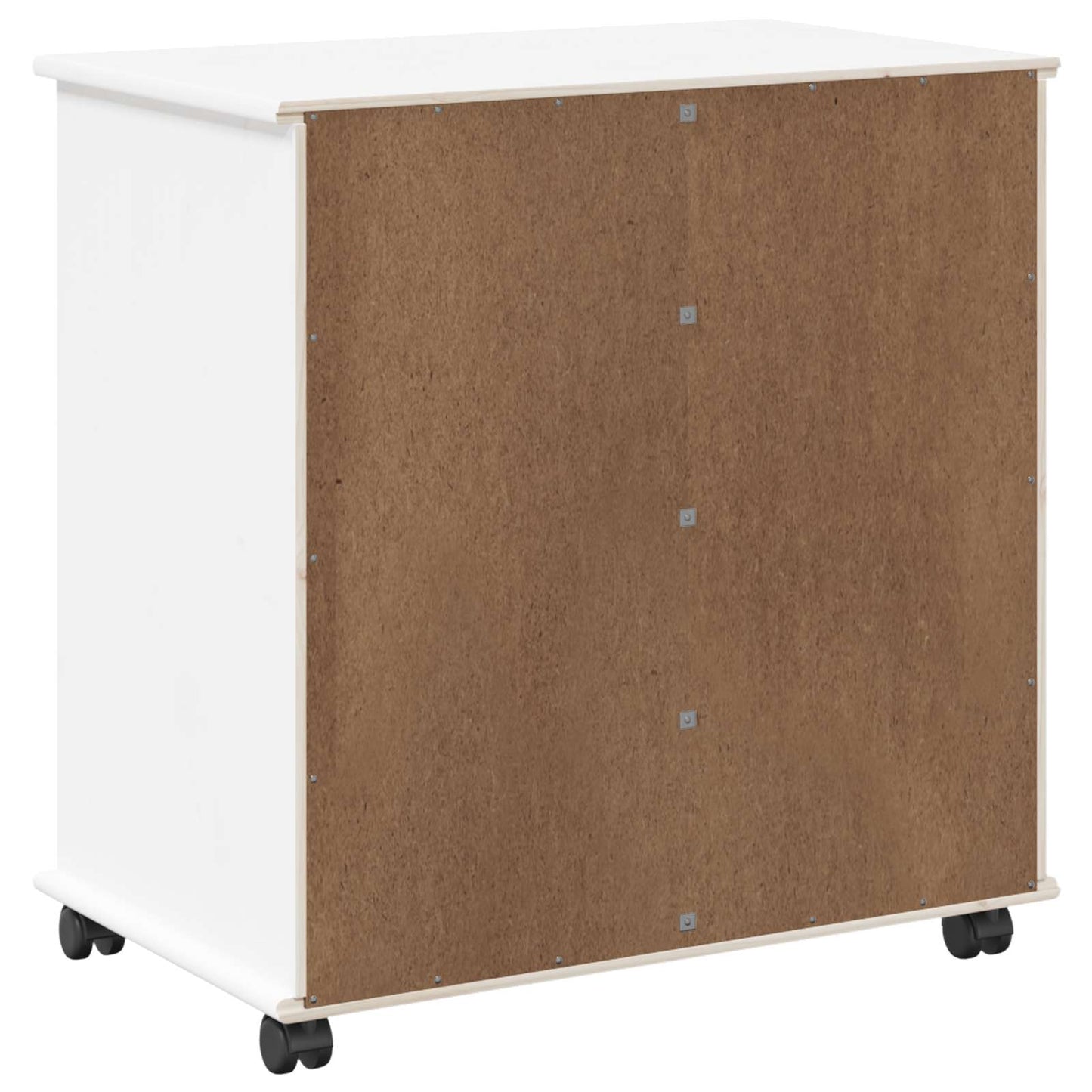 Rullende skap med hjul Hvit 63,5 x 39 x 65,5 cm Massiv furu