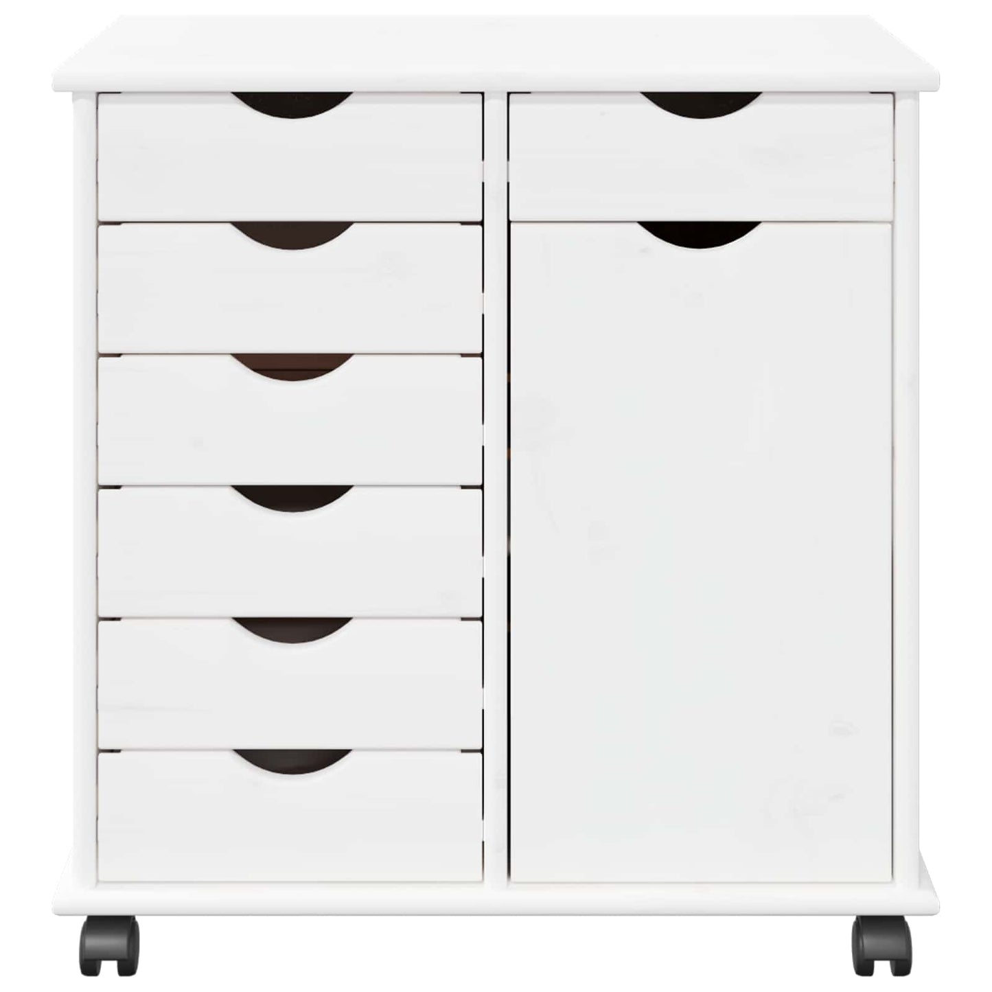 Rullende skap med hjul Hvit 63,5 x 39 x 65,5 cm Massiv furu