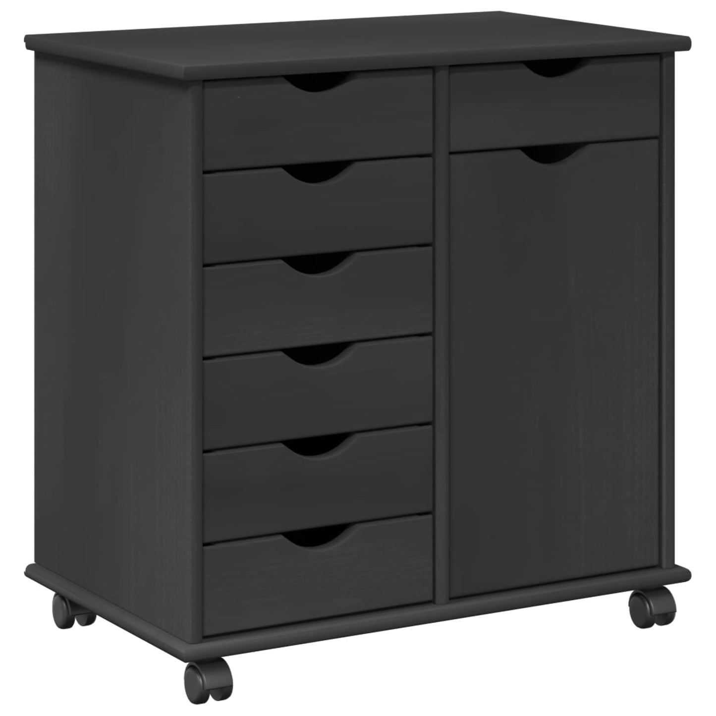 Rullende skap med hjul Grå 63,5 x 39 x 65,5 cm Massiv furu