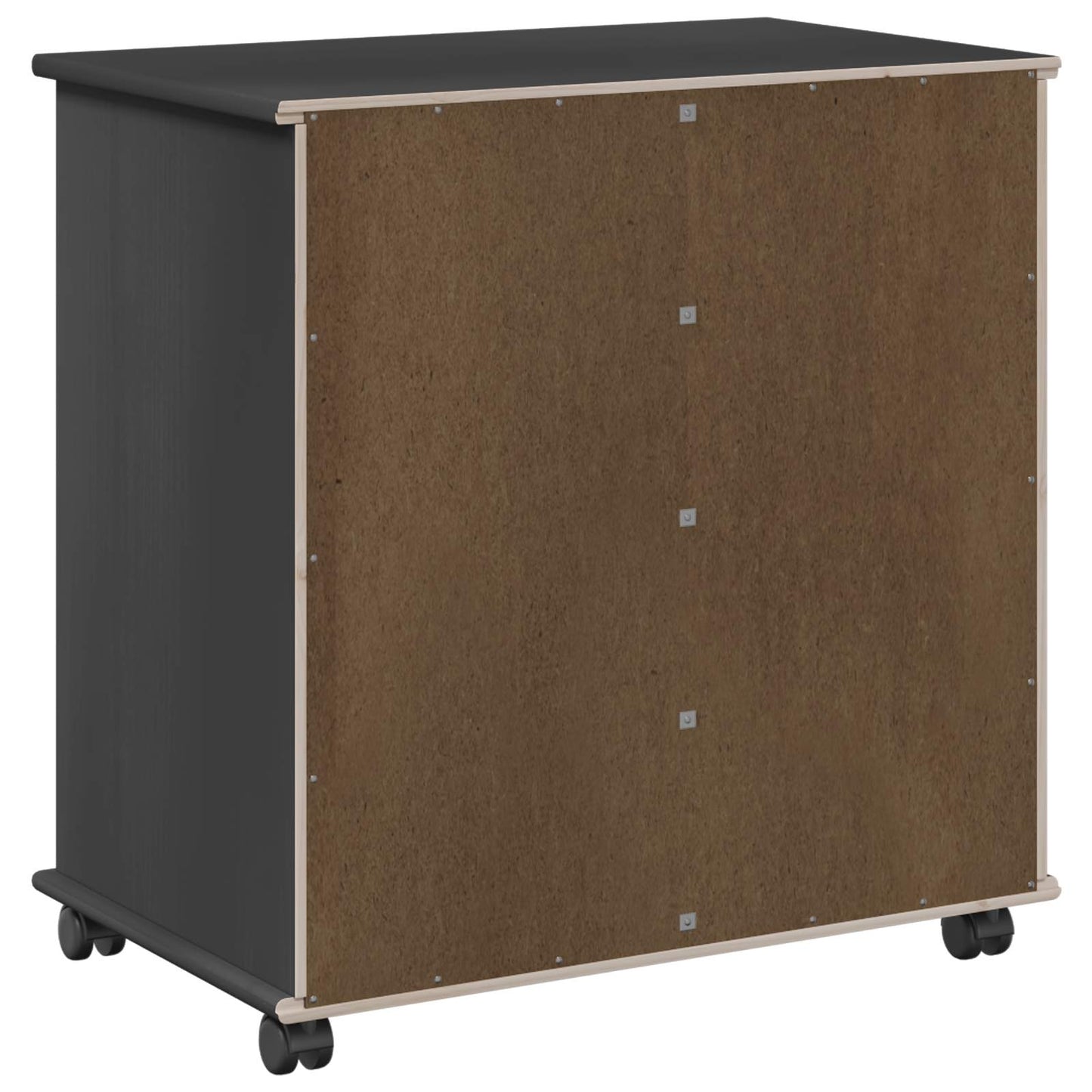 Rullende skap med hjul Svart 63,5 x 39 x 65,5 cm Massiv furu