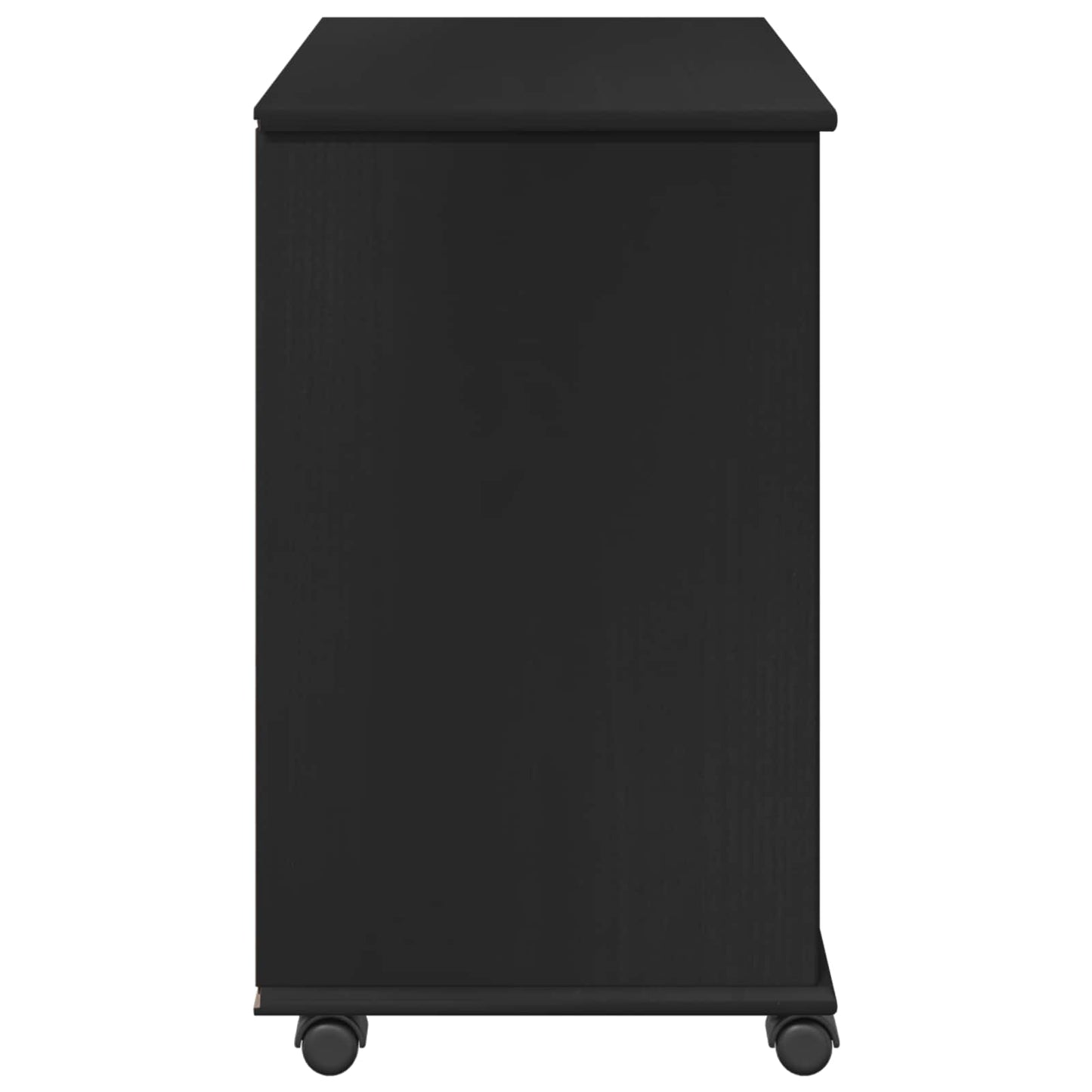 Rullende skap med hjul Svart 63,5 x 39 x 65,5 cm Massiv furu