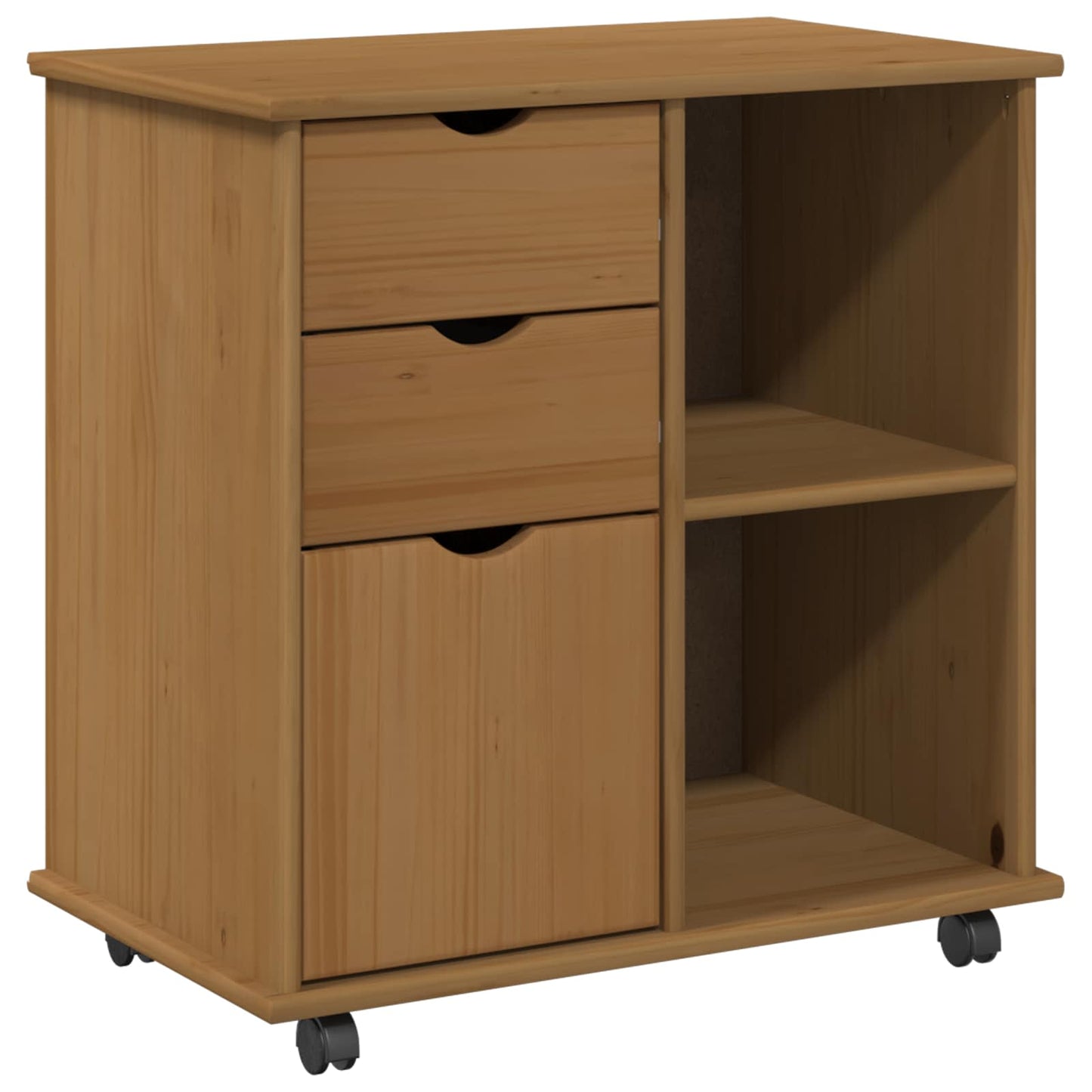 Rullende skap Honning brun 63,5 x 39 x 65,5 cm Massiv furu vidaXL