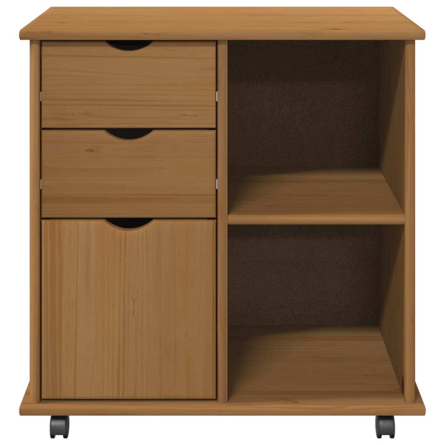 Rullende skap Honning brun 63,5 x 39 x 65,5 cm Massiv furu vidaXL