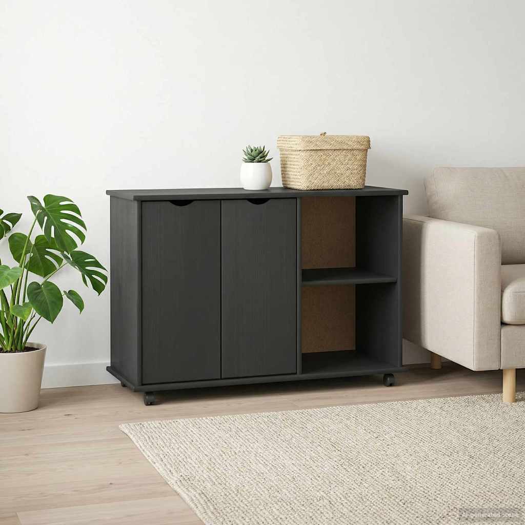 Rullende skap med hjul Grå 100 x 39 x 65,5 cm Massiv furu