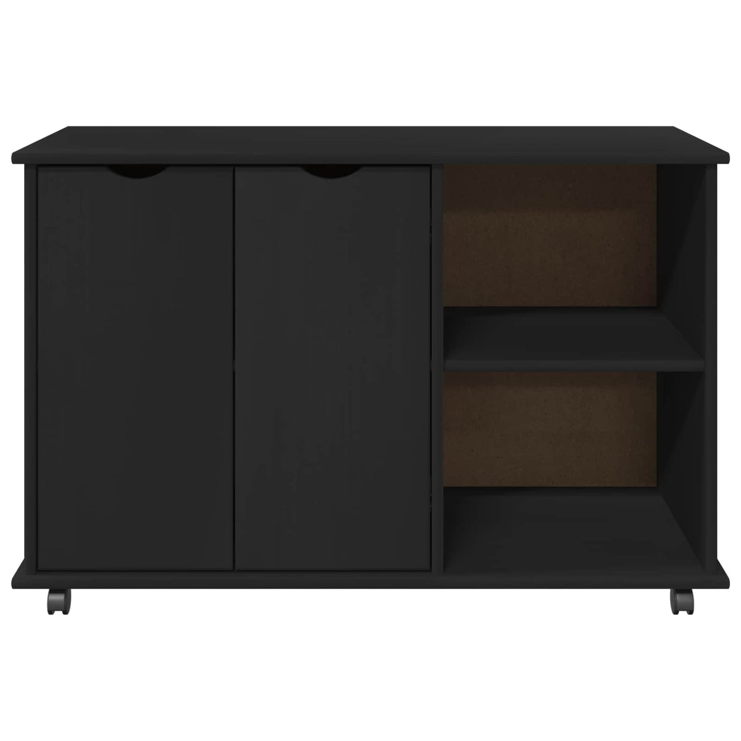 Rullende skap med hjul Svart 100 x 39 x 65,5 cm Massiv furu