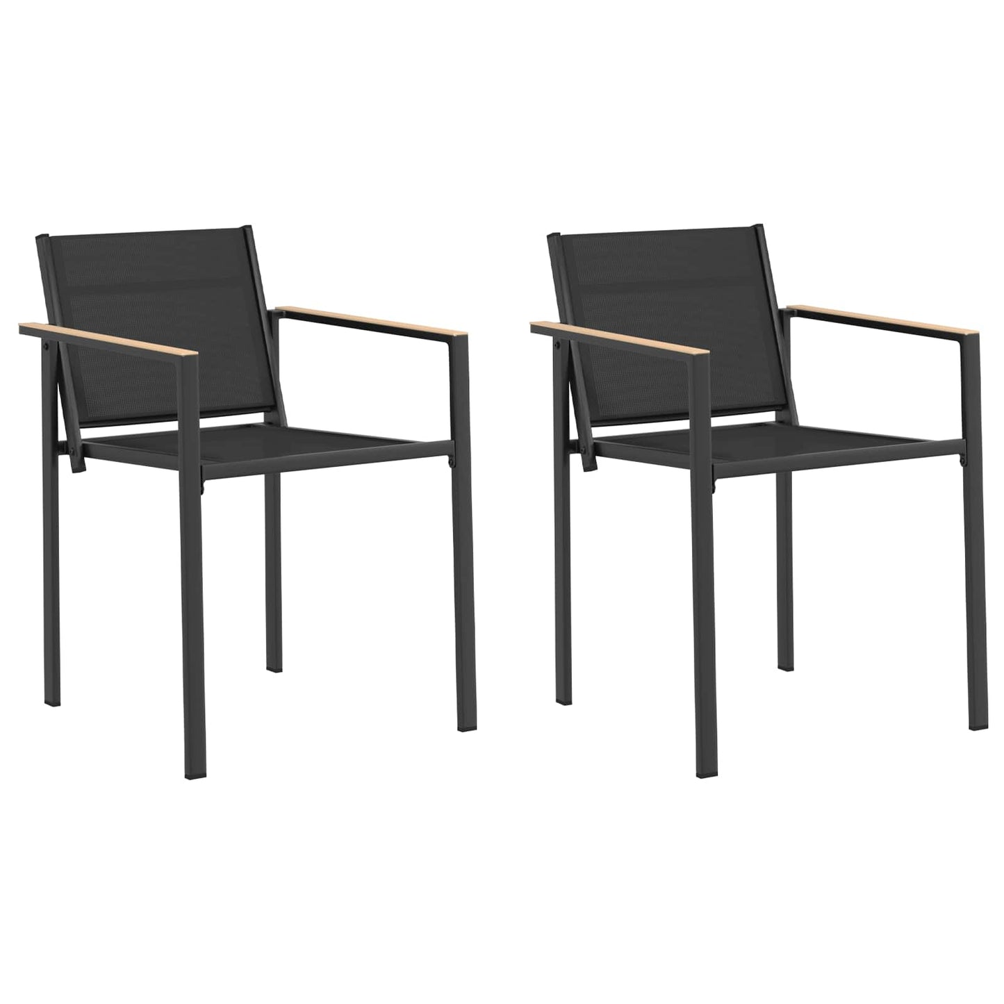 Hagestoler 2 pcs Svart og Anthracite 53,5 x 59 x 77 cm