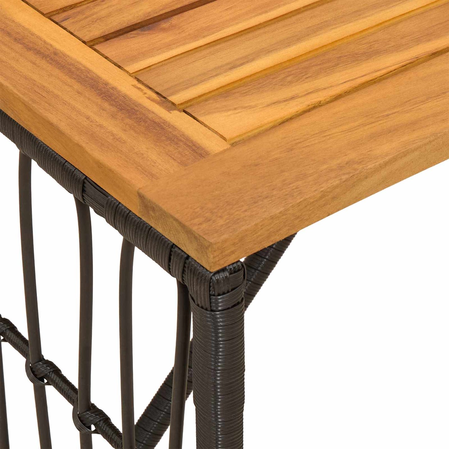 Utebord Svart 80 x 40 x 40 cm Stål og Poly Rattan