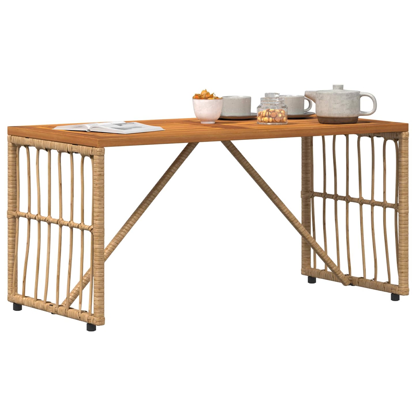 Utebord Naturlig 80 x 40 x 40 cm Stål og Poly Rattan