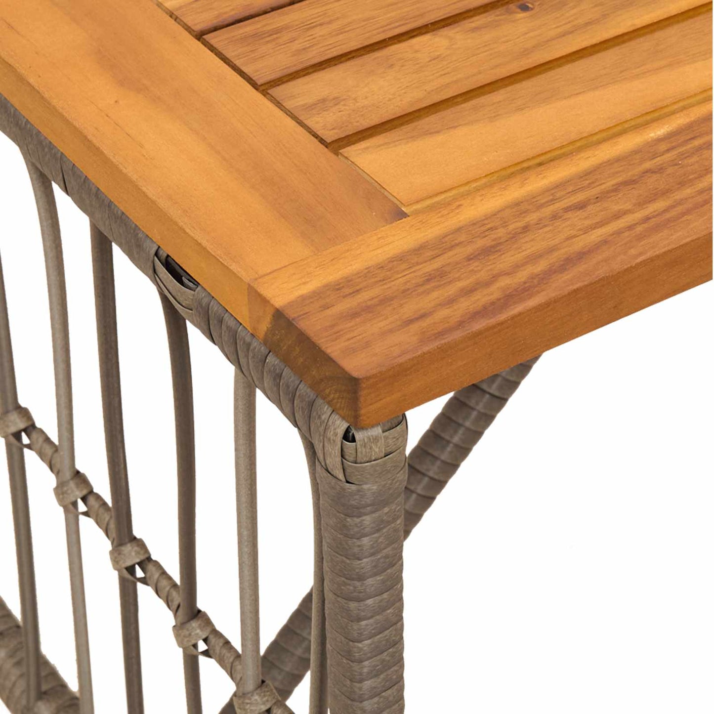 Utebord Grå 80 x 40 x 40 cm Stål og Poly Rattan