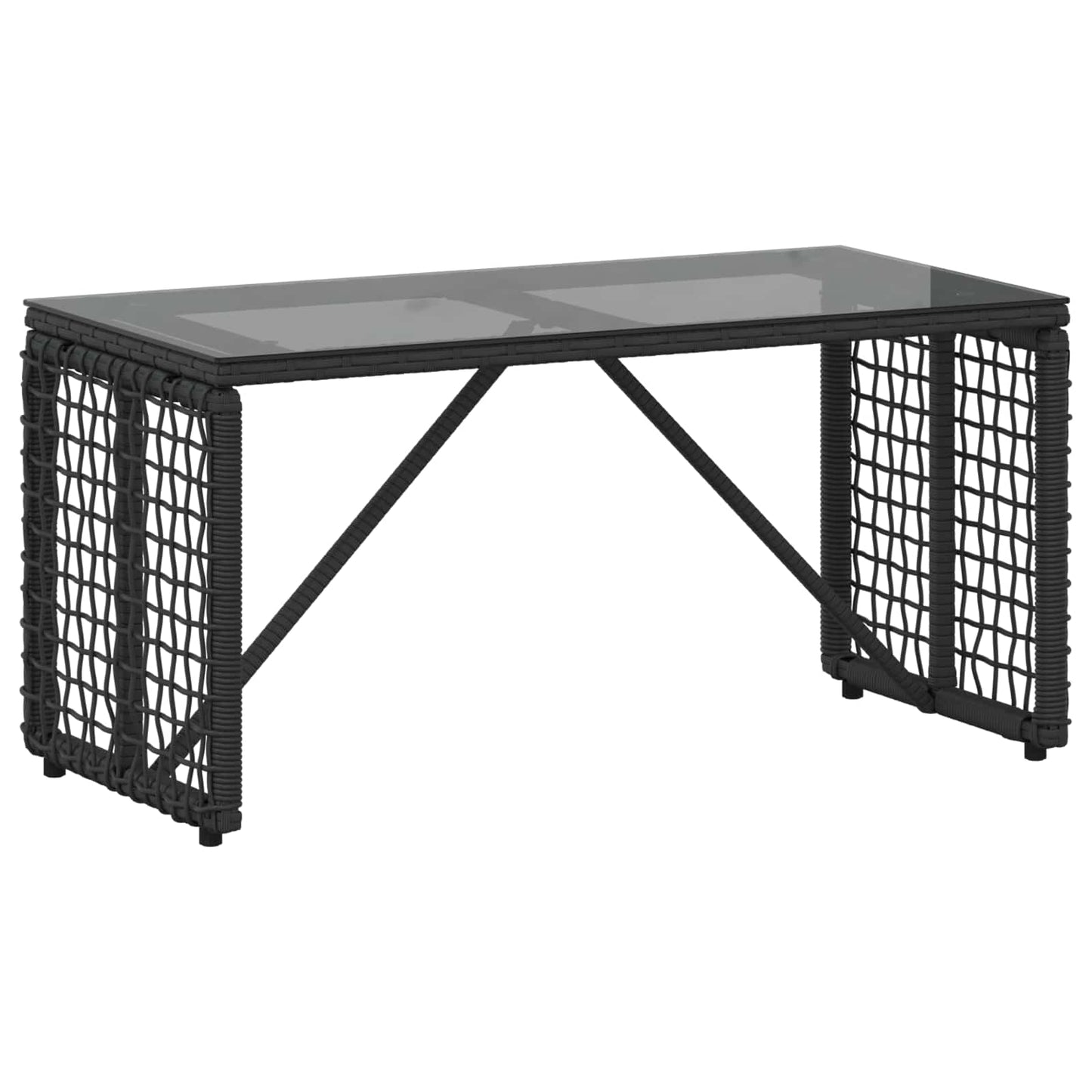 Utebord Svart 80 x 40 x 40 cm PE Rattan og Glass vidaXL