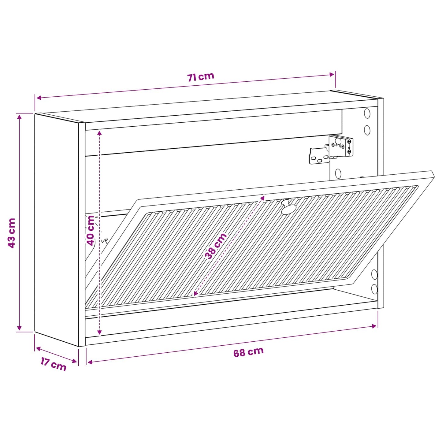 Vegghengt skoskap EDE 71 x 17 x 43 cm Konstruert tre Hvit