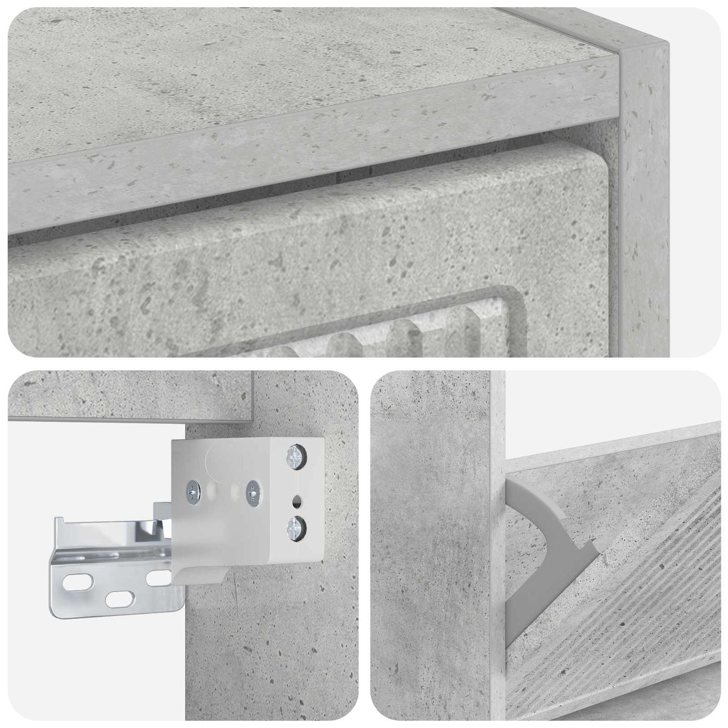 Vegghengt skoskap EDE 71 x 17 x 43 cm Konstruert tre Betonggrå