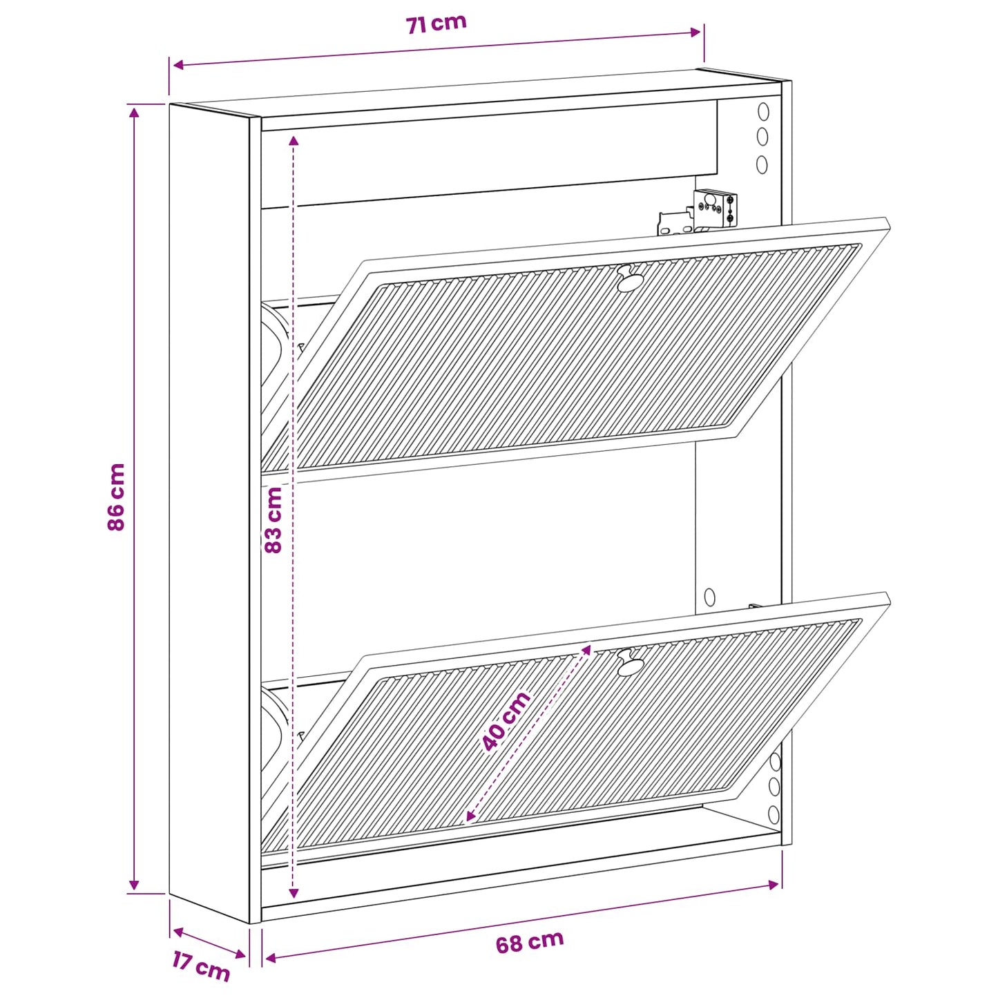 Vegghengt skoskap EDE 71 x 17 x 86 cm Konstruert tre Svart