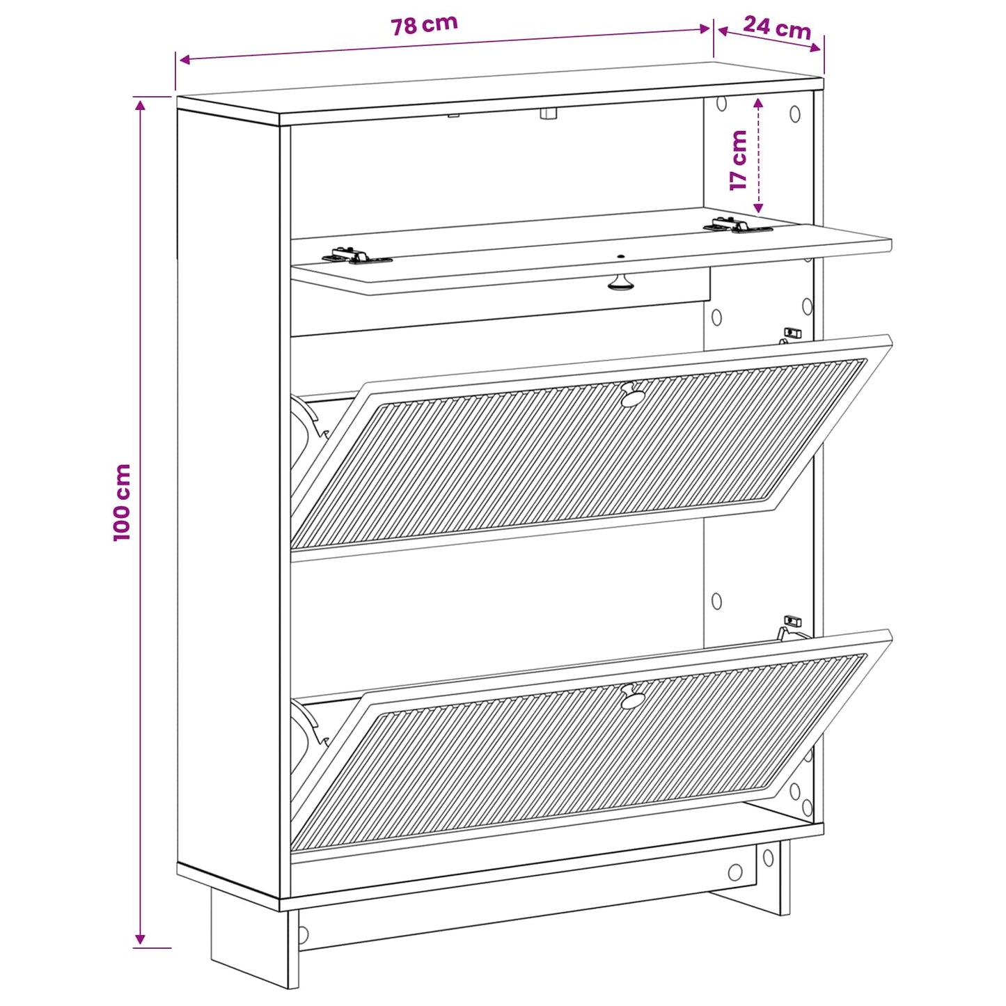 Sko Skap EDE 78 x 24 x 103 cm Konstruert tre Høgglans hvit