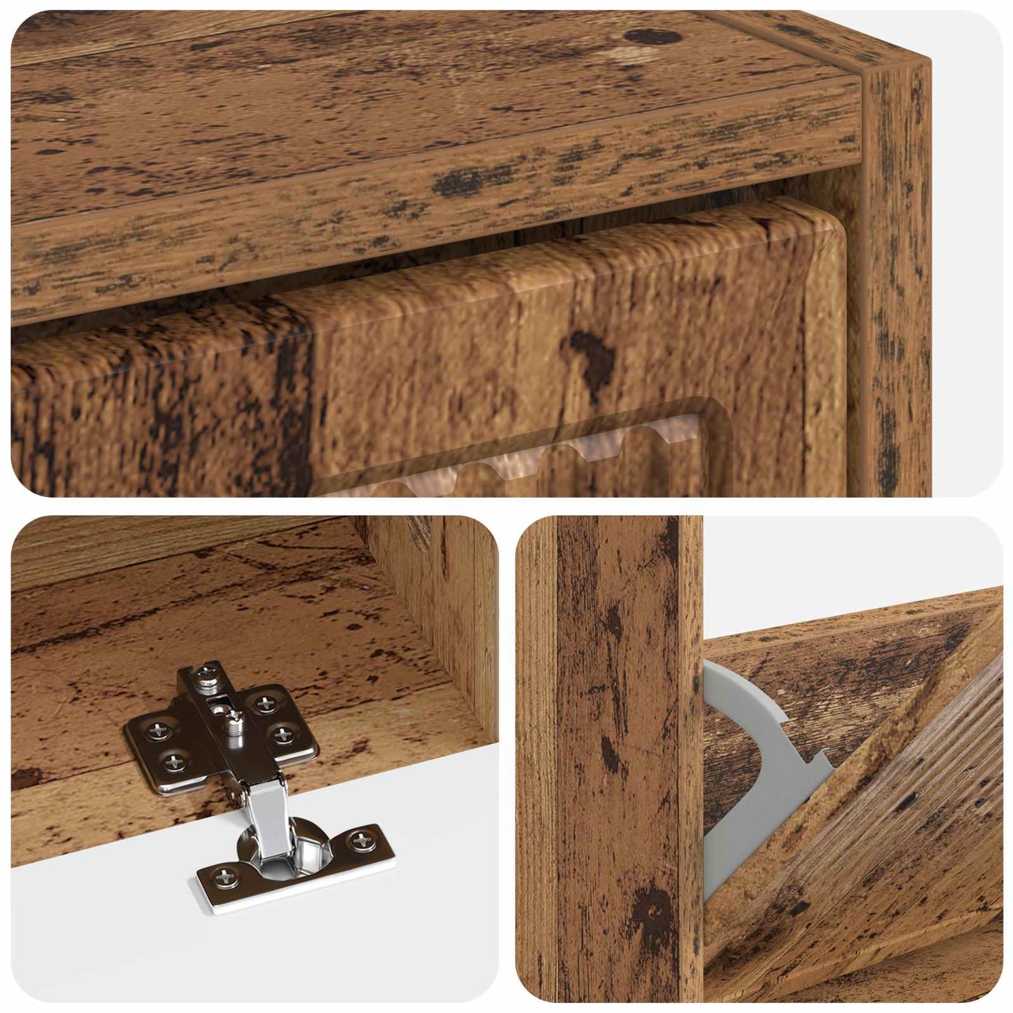 Sko Skap EDE 78 x 24 x 103 cm Konstruert tre Gammelt tre