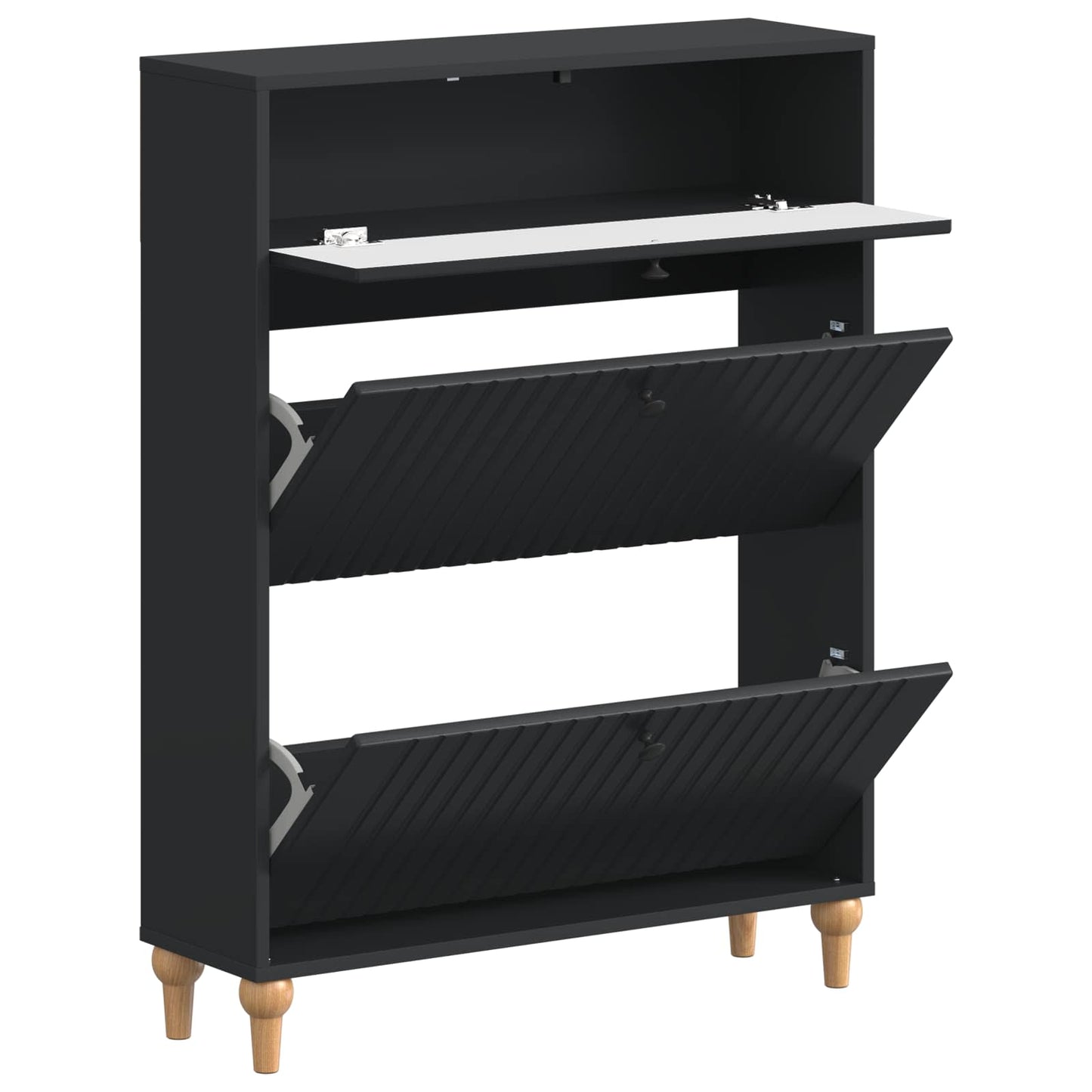 Sko Skap ALKMAAR 78 x 24 x 103 cm Konstruert tre Svart