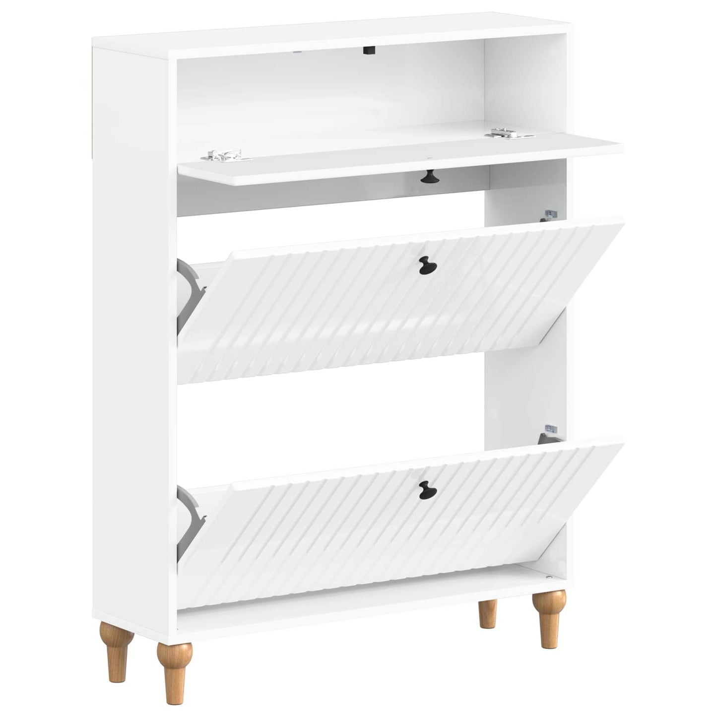 Sko Skap ALKMAAR 78 x 24 x 103 cm Konstruert tre Høgglans hvit