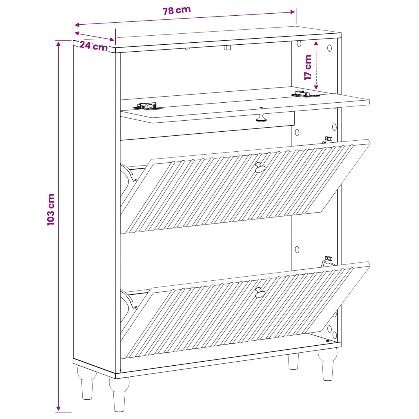 Sko Skap ALKMAAR 78 x 24 x 103 cm Konstruert tre Røkt Eik