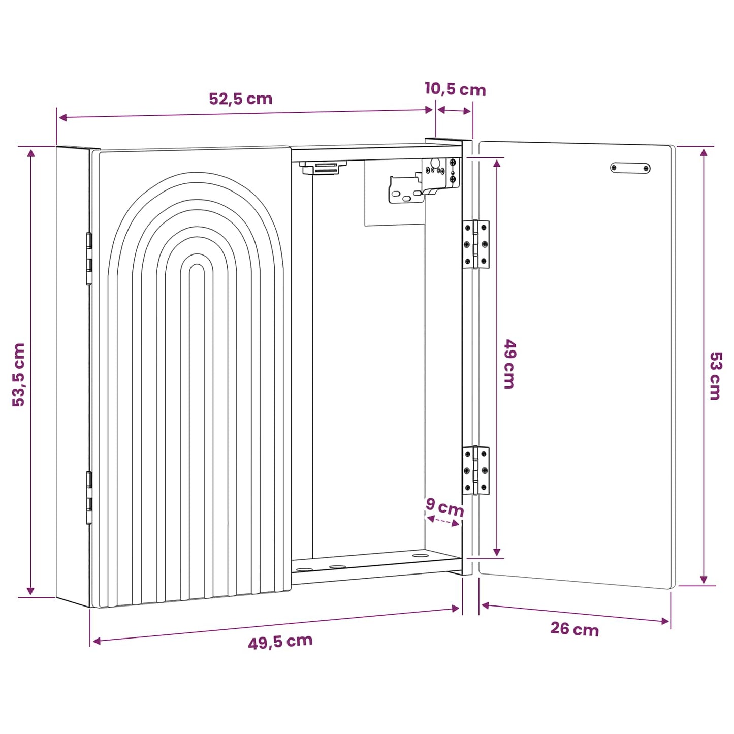 Dartbrettskap ALKMAAR Sonoma eik 52,5 x 10,5 x 53,5 cm