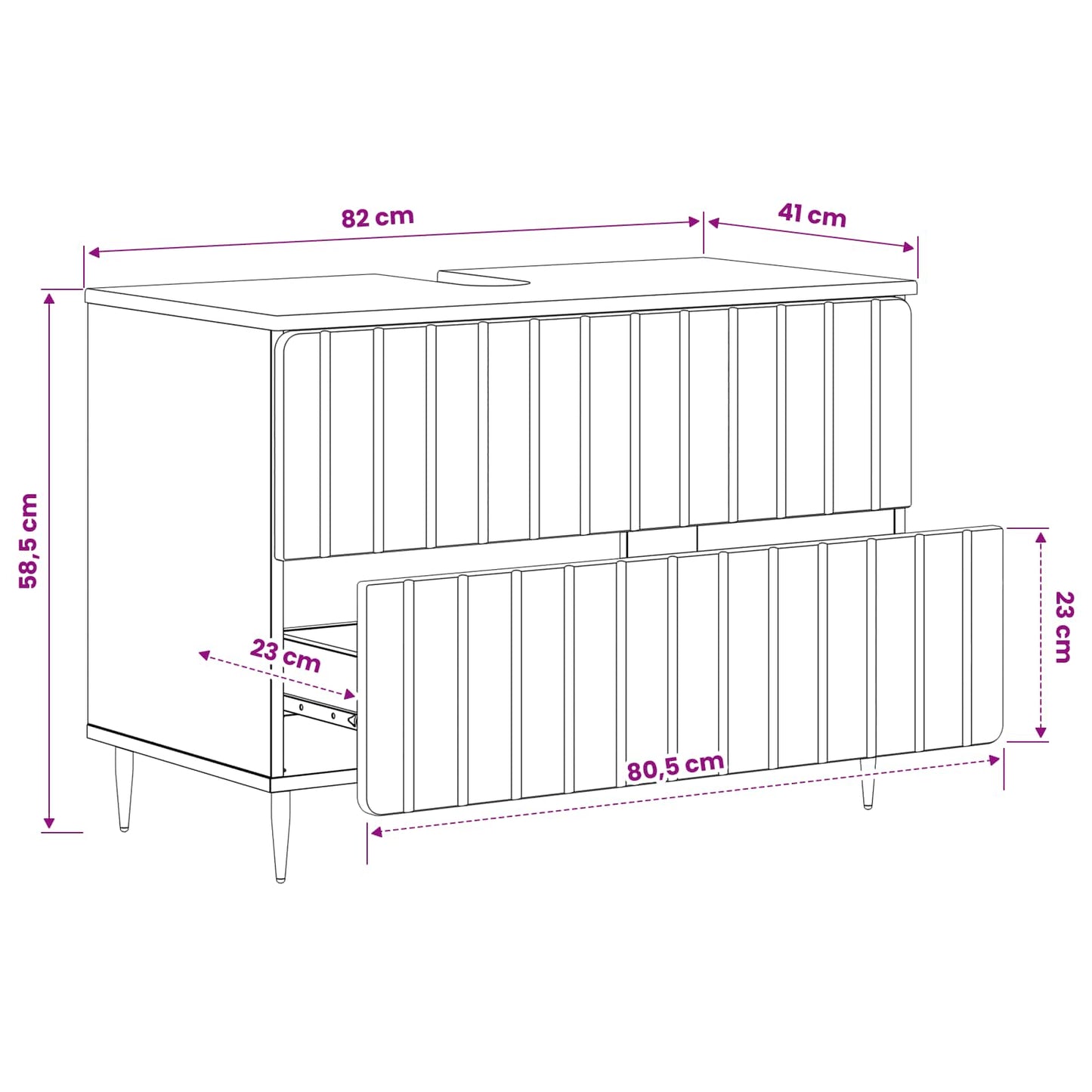 Baderomsvaskeskap ZWOLLE Hvit 82 x 41 x 58,5 cm Konstruert tre