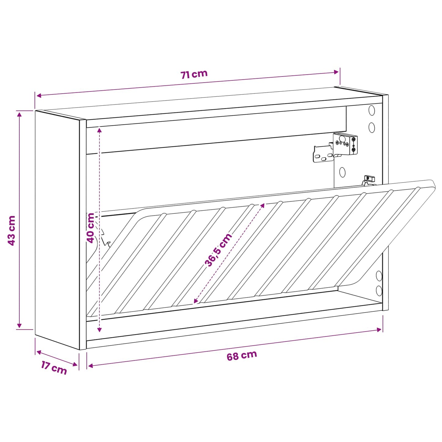 Vegghengt skoskap ZWOLLE 71 x 17 x 43 cm Konstruert tre Hvit
