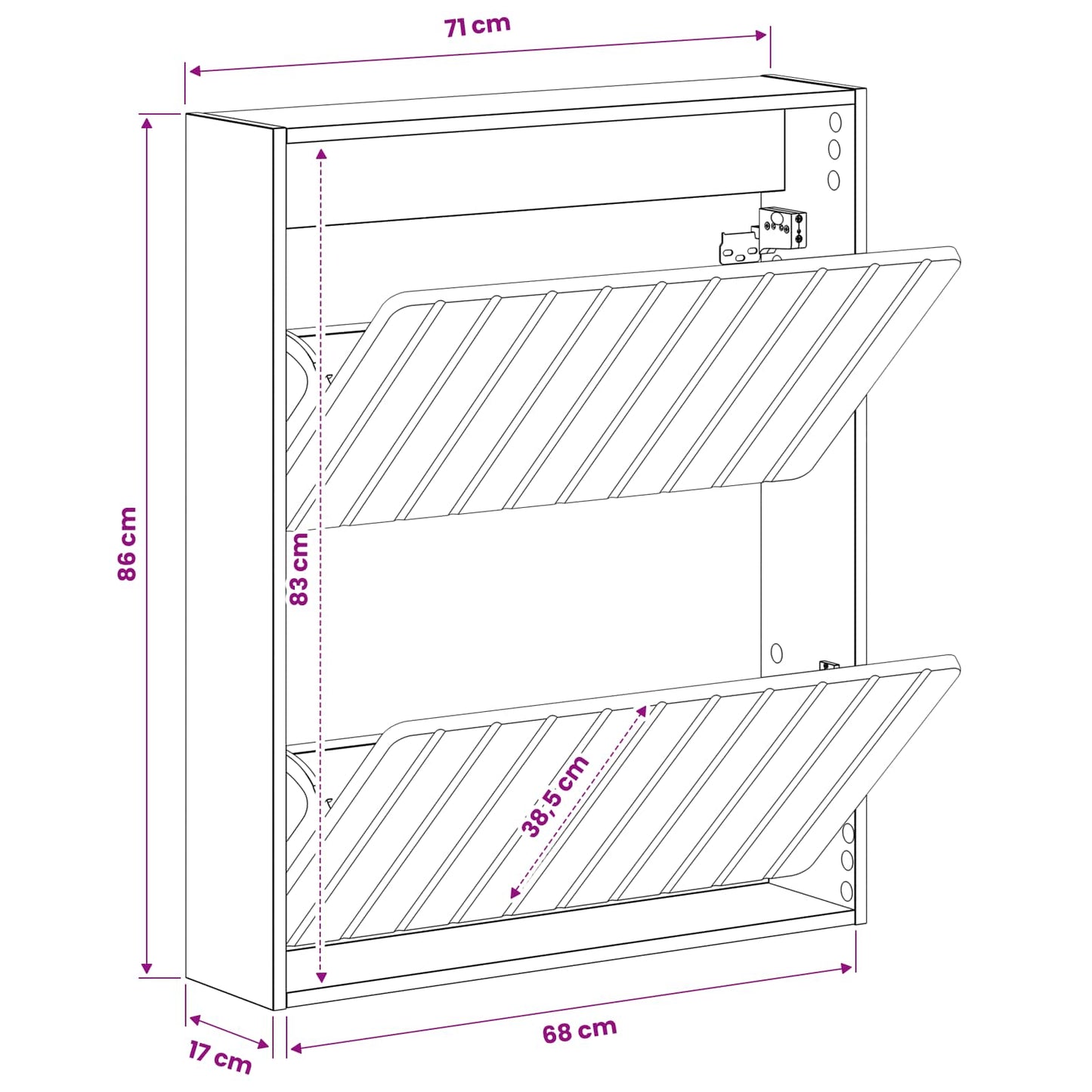 Vegghengt skoskap ZWOLLE 71 x 17 x 86 cm Konstruert tre