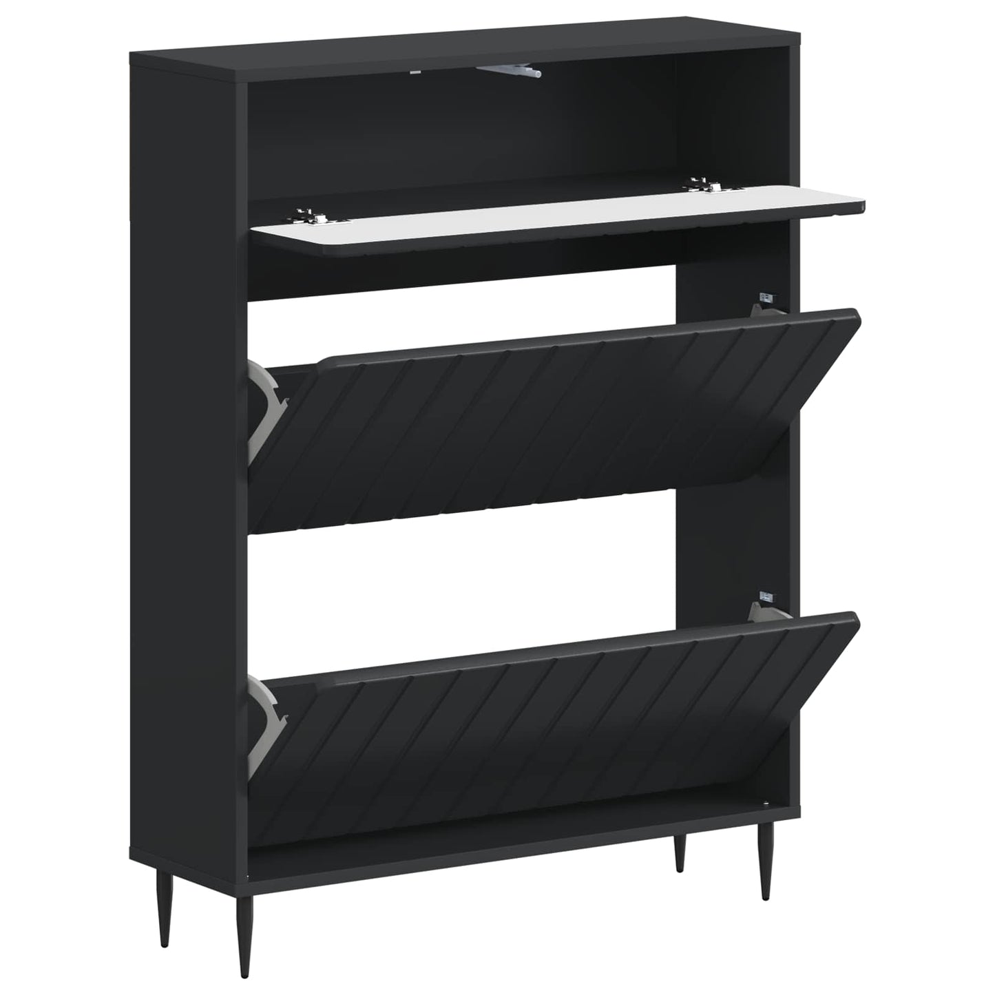 Sko Skap ZWOLLE 78 x 24 x 103 cm Konstruert tre Svart