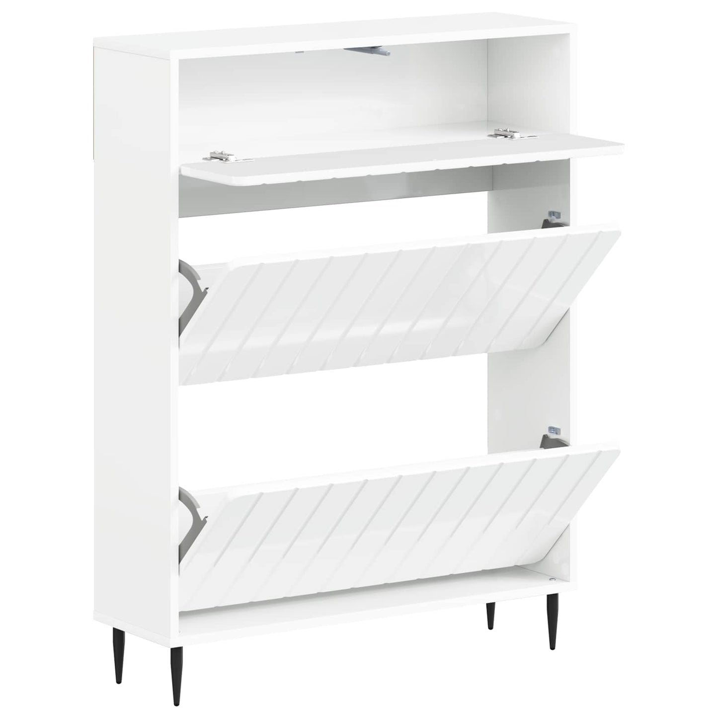 Sko Skap ZWOLLE 78 x 24 x 103 cm Konstruert tre Høgglans hvit