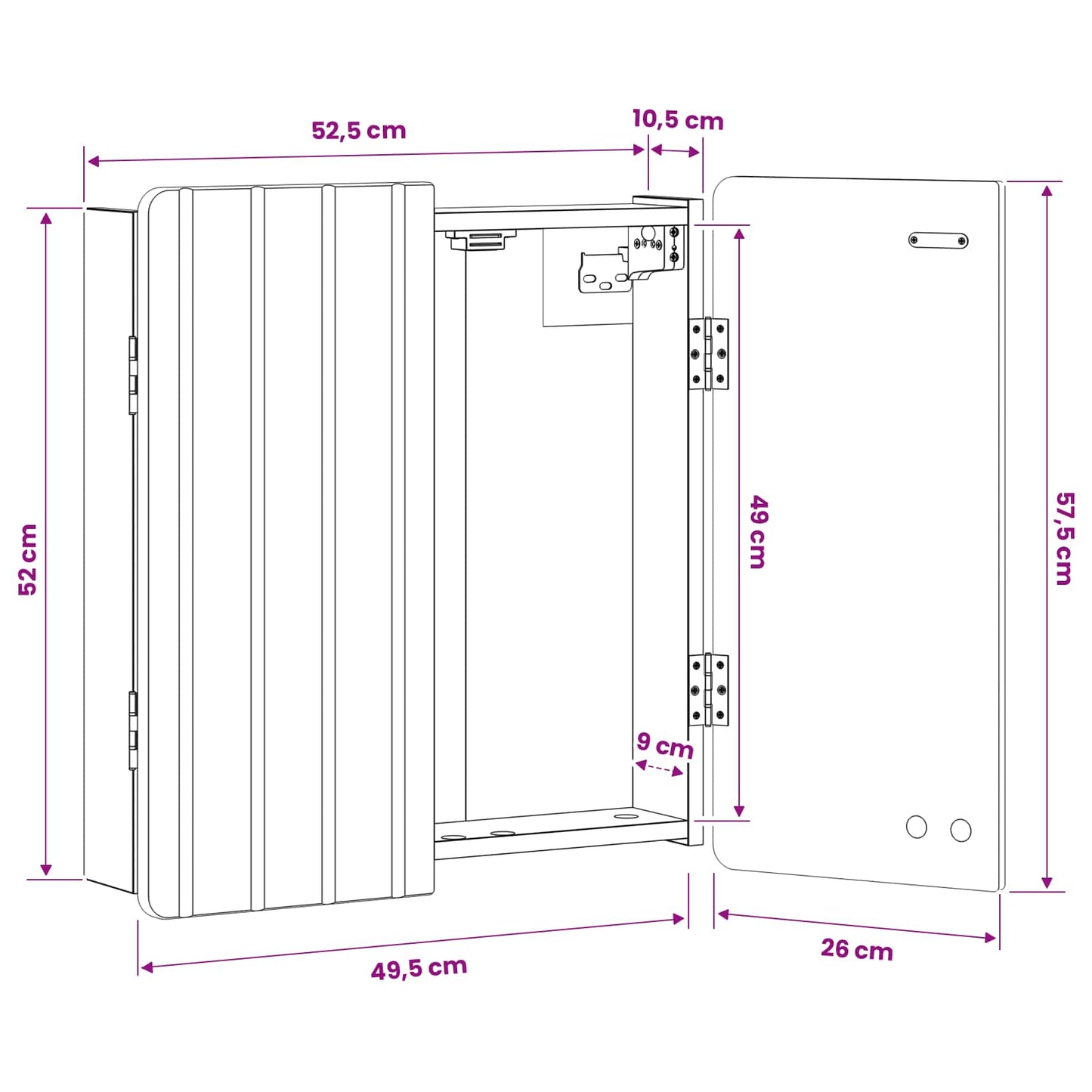 Dartbrettskap ZWOLLE Artisan eik 52,5 x 10,5 x 57,5 cm