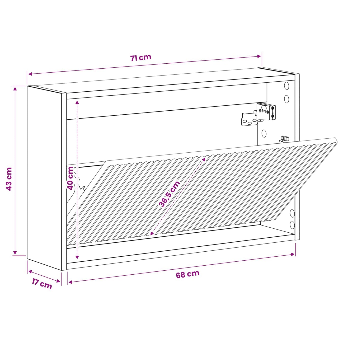 Vegghengt skoskap ARNHEM 71 x 17 x 43 cm Konstruert tre