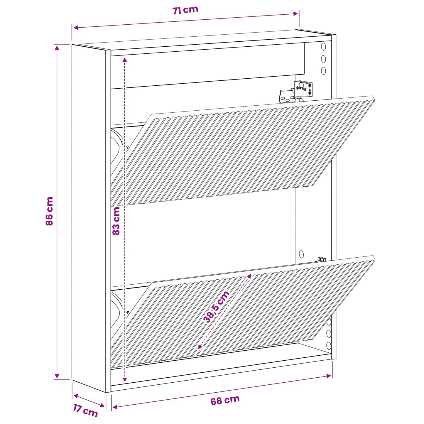 Vegghengt skoskap ARNHEM 71 x 17 x 86 cm Konstruert tre