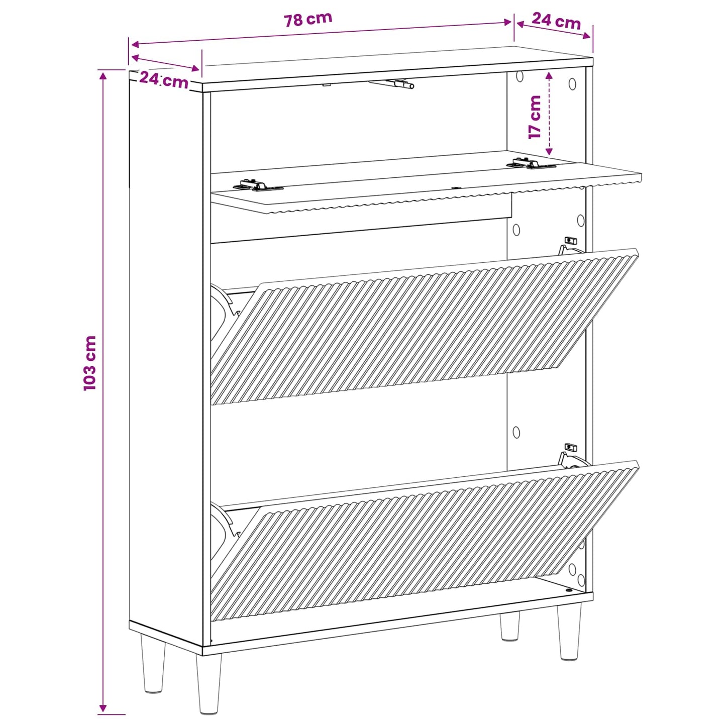 Sko Skap ARNHEM 78 x 24 x 103 cm Konstruert tre Høgglans hvit