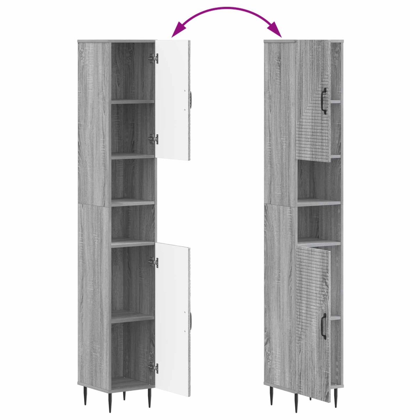 Baderomsskap med åpen hylle HAARLEM Grå Sonoma 30 x 31 x 190 cm