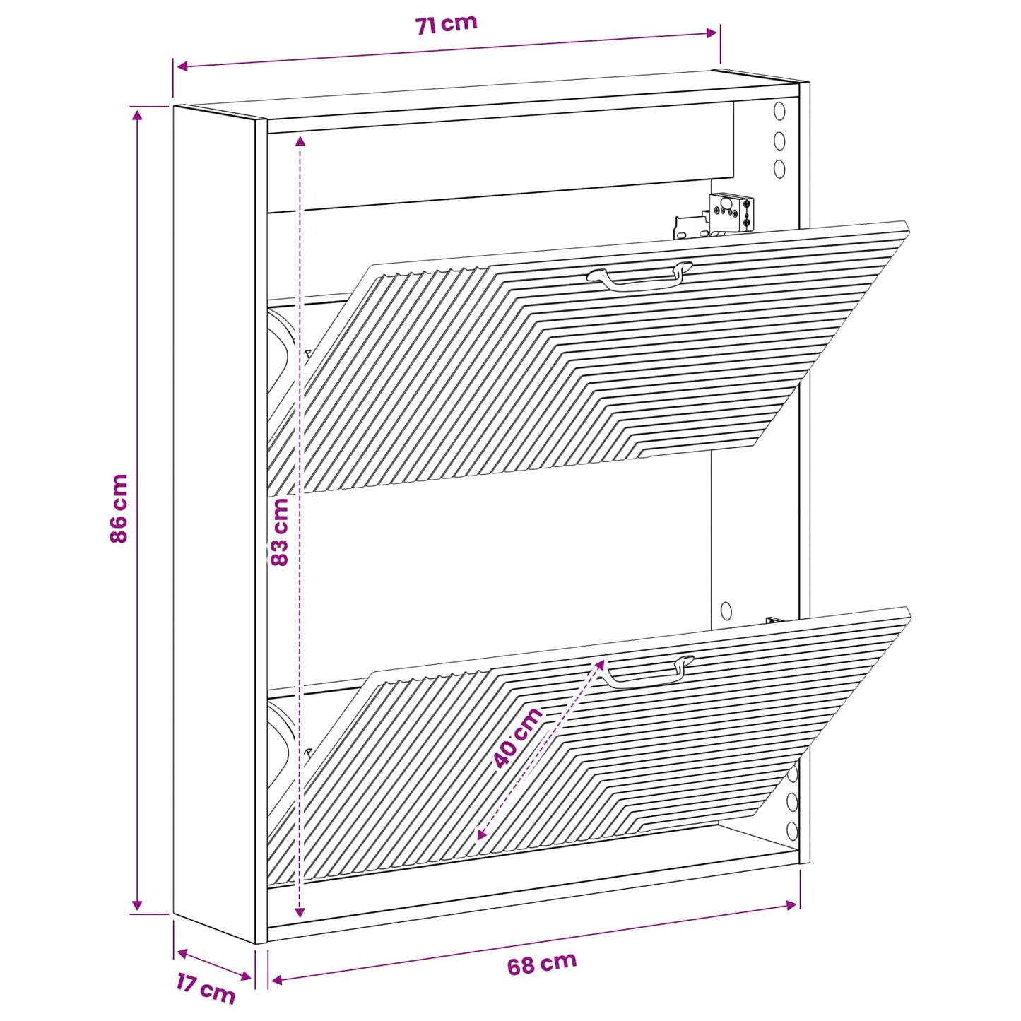 Vegghengt skoskap HAARLEM 71 x 17 x 86 cm Konstruert tre Hvit